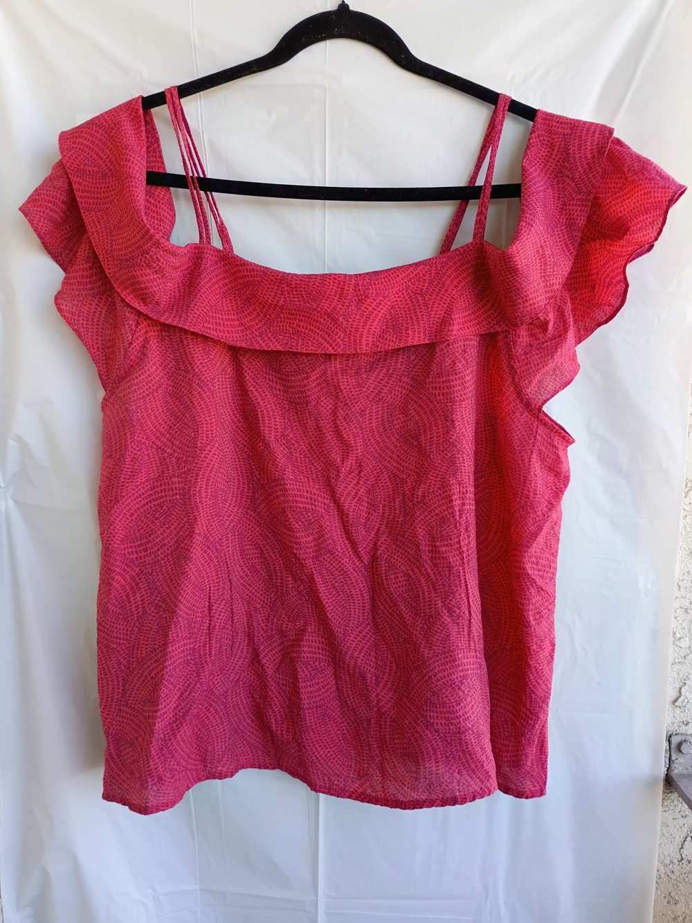 Anthropologie Maeve Mandalay Off-The-Shoulder Blouse Red XL